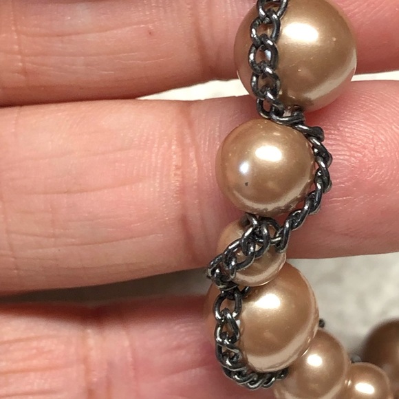 💕⭐️vintage coffee glass “pearls” with chain accents -xtra long - Picture 5 of 9